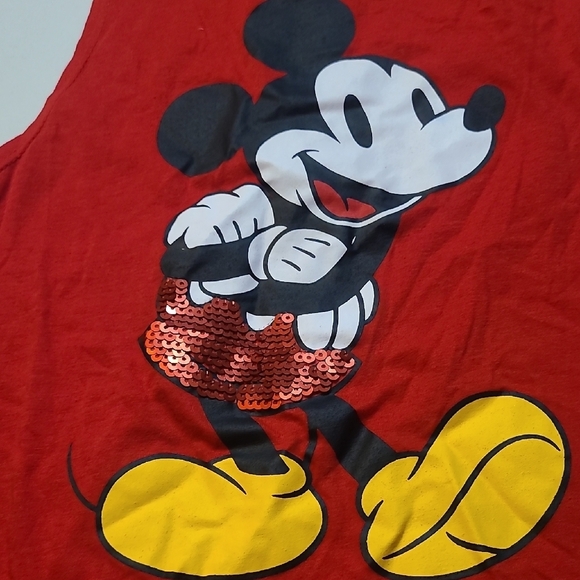 Disney Womens Red Tank Top with Mickey Mouse Graphic Sequin Accents Size XS NWT - Picture 9 of 10
